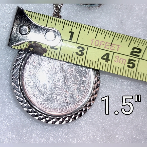 Turquoise and Silver Pendant with Coin on Back Side - Picture 5 of 8